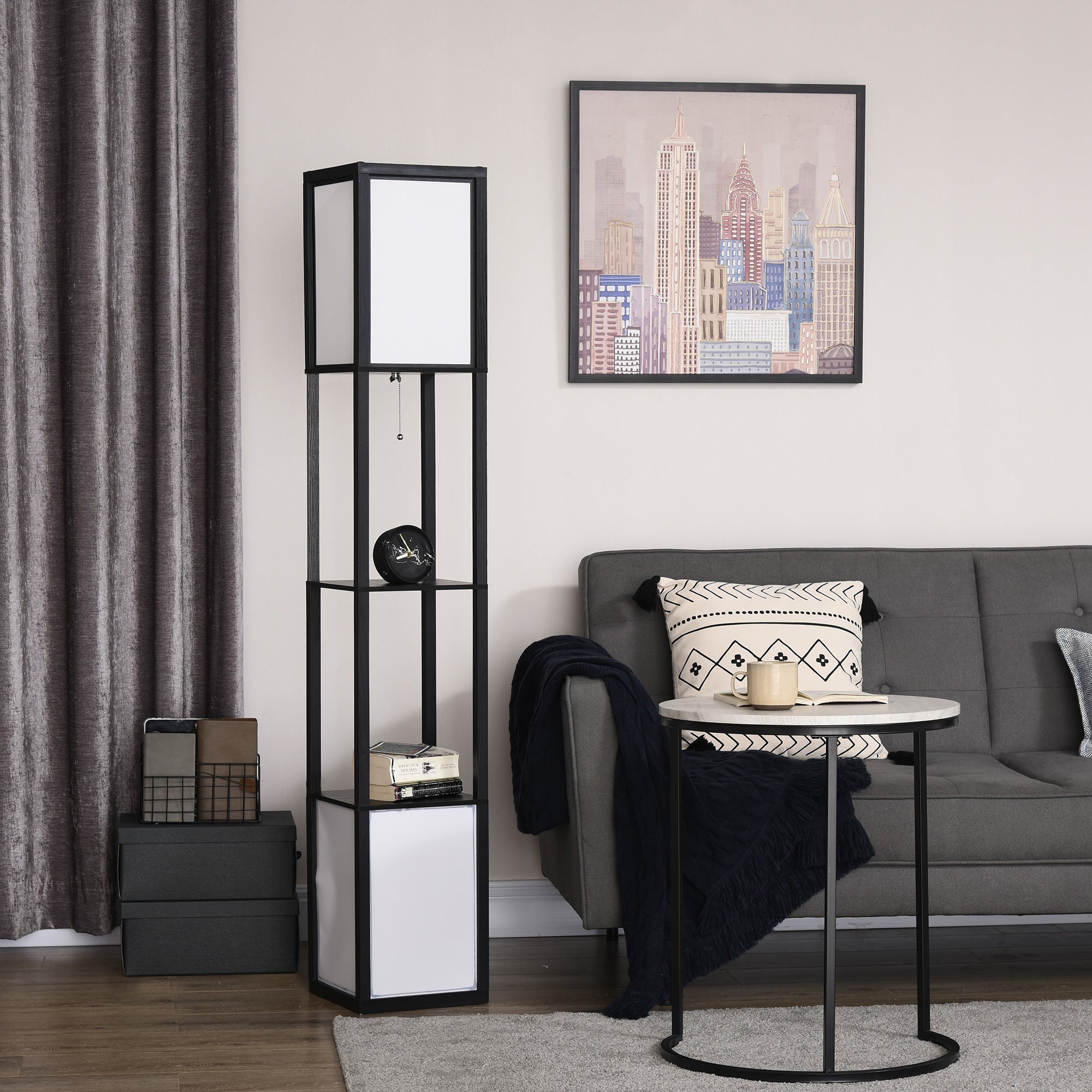 Modern Shelf Floor Lamp with Dual Ambient Light