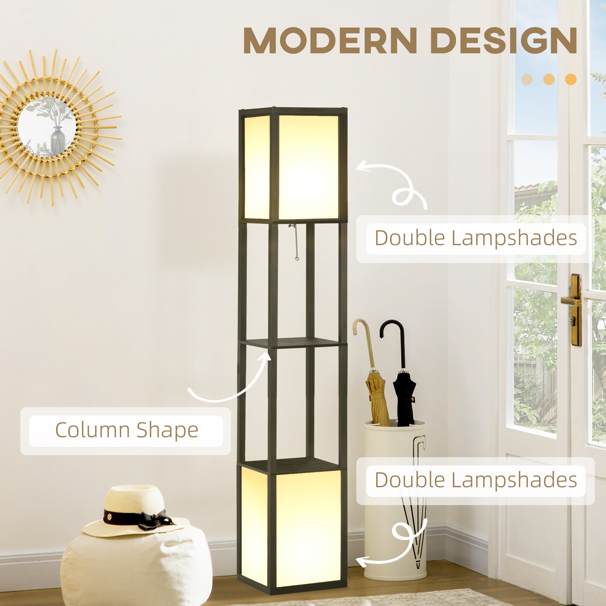 Modern Shelf Floor Lamp with Dual Ambient Light
