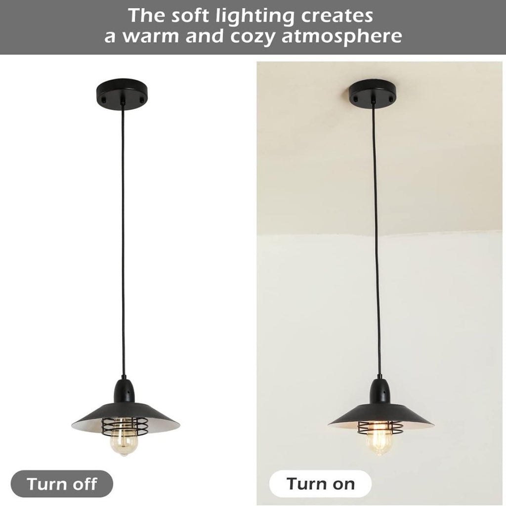 Farmhouse Vintage Pendant Light Black Fixture Pendant Lights With Spring Frame Adjustable Metal Hanging Lamp For Kitchen Island Dining Room Bedroom Living Room Barn Entryy,E26