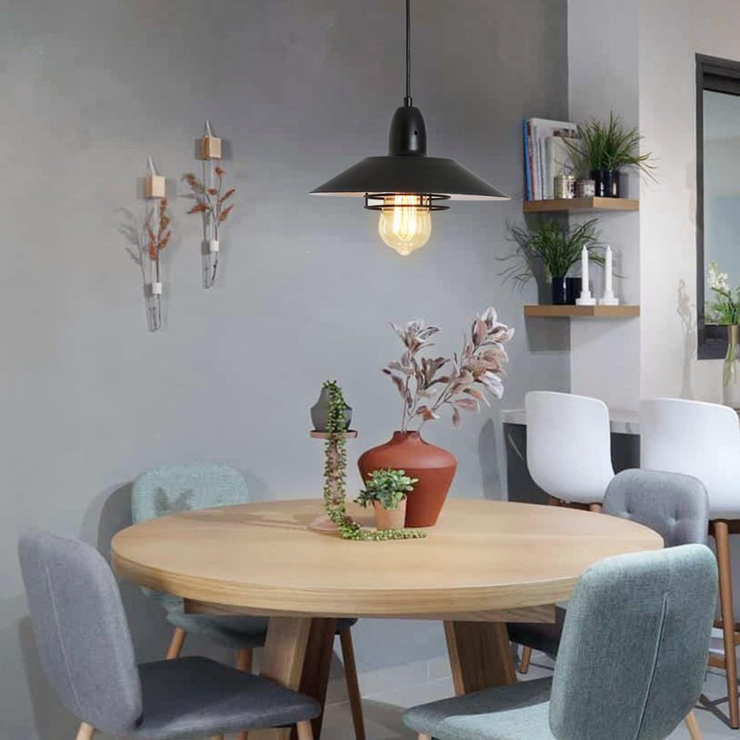 Farmhouse Vintage Pendant Light Black Fixture Pendant Lights With Spring Frame Adjustable Metal Hanging Lamp For Kitchen Island Dining Room Bedroom Living Room Barn Entryy,E26